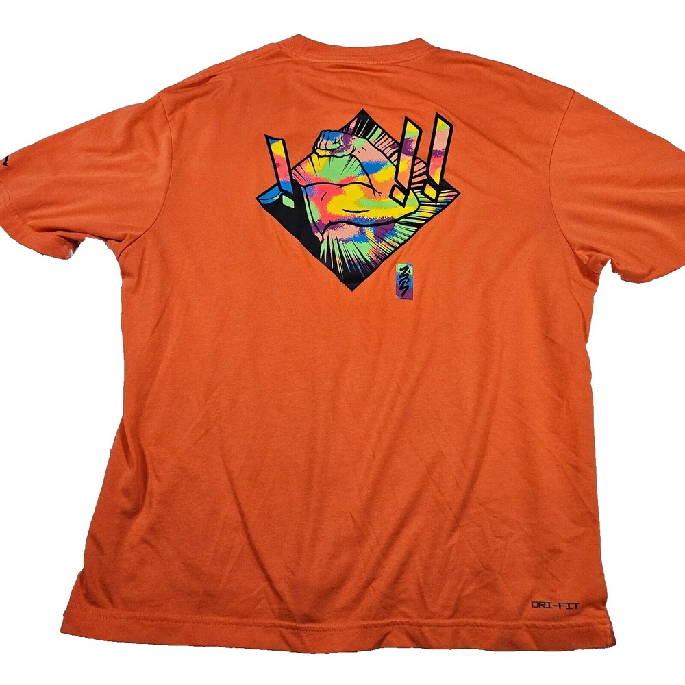 Air Jordan Sz M Orange Zion Williamson Basketball Let's Dance Graphic T-shirt